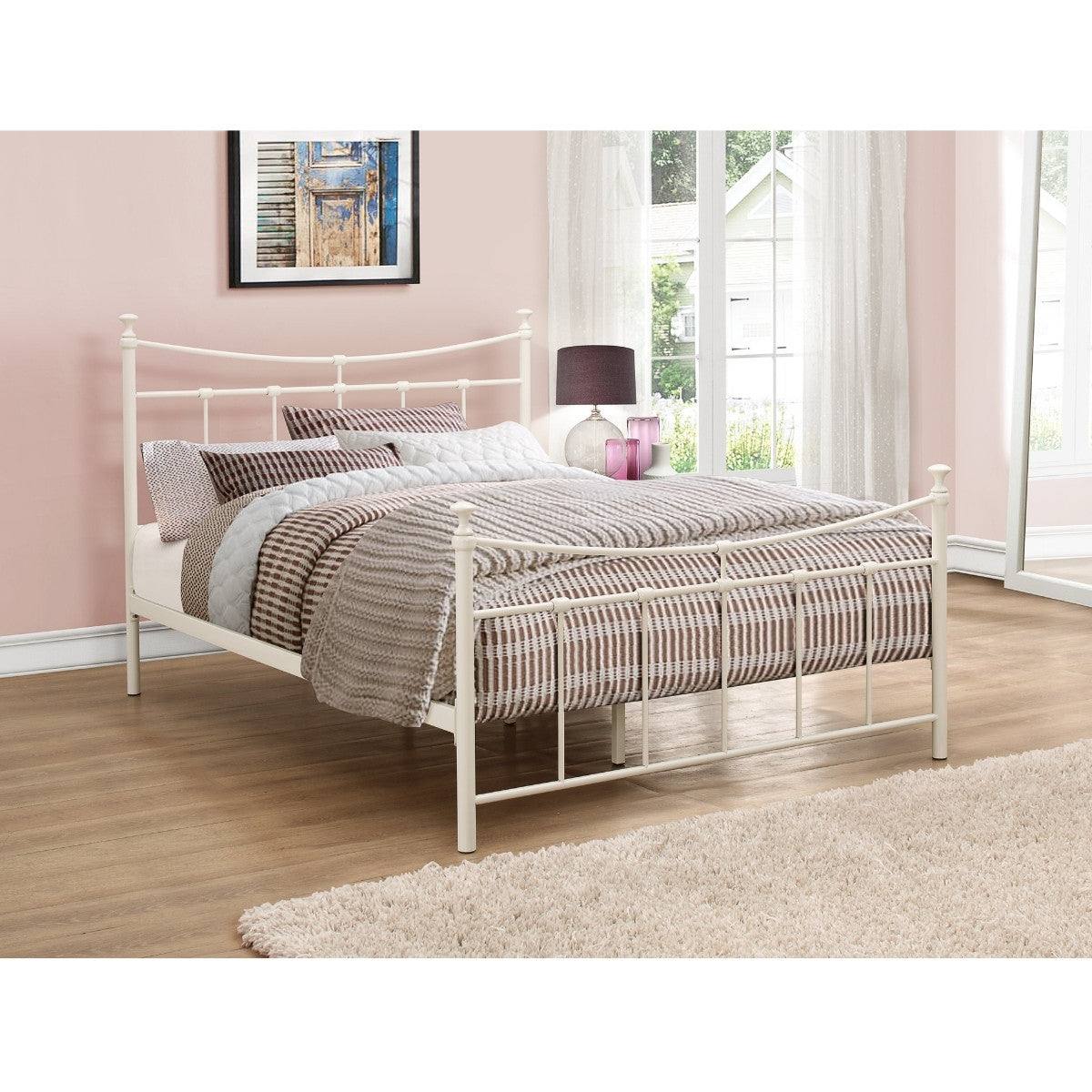 Emily Cream or Black Metal Bed - Single, Queen, Double - Furniture Network