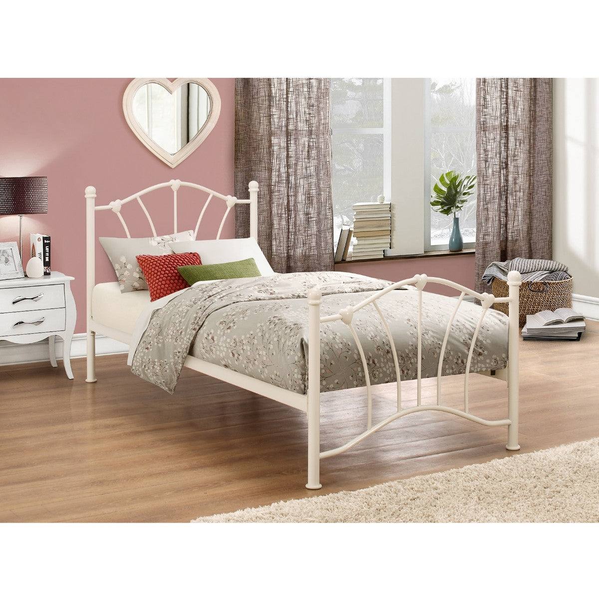 Sophia Pink or Cream Single Metal Bed - Furniture Network