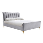 Clover Grey Velvet Fabric Bed - Queen, Double, King - Furniture Network