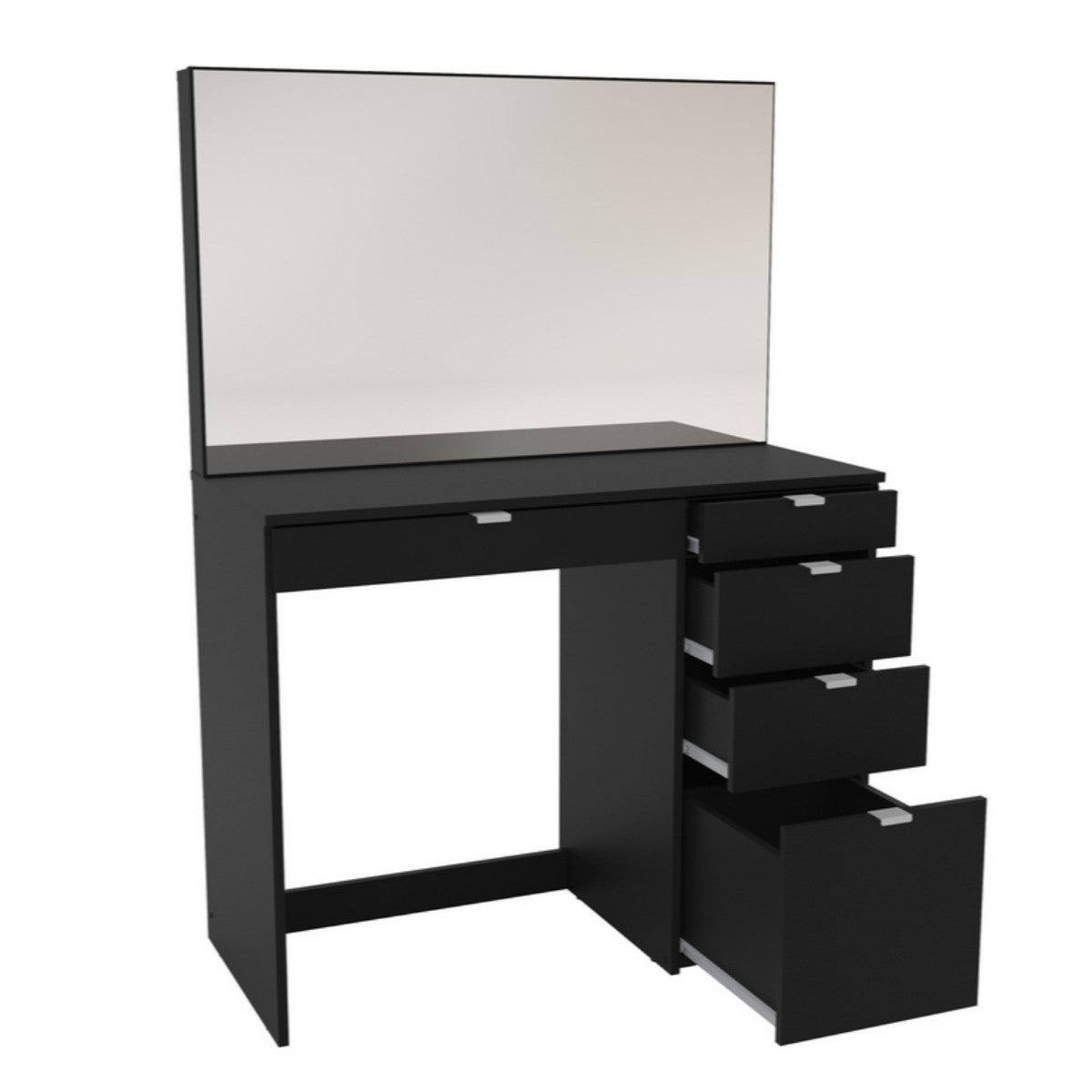 Ava 5 Drawer Dressing Table with Mirror - White or Black - Furniture Network