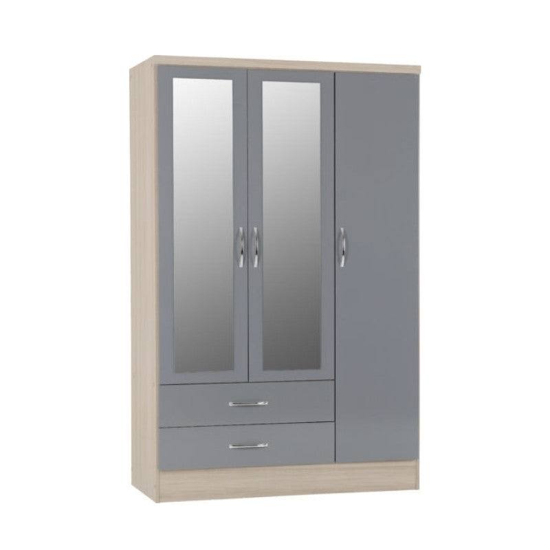 Nevada 3 Door 2 Drawer Mirrored Wardrobe - Furniture Network