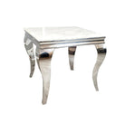 Louis Marble or Glass Lamp Table with Stainless Steel Legs - Furniture Network