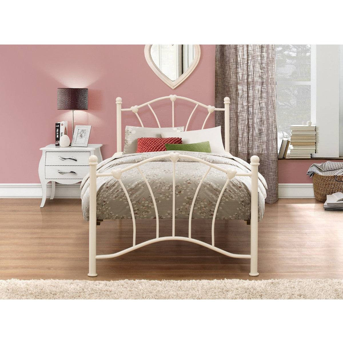 Sophia Pink or Cream Single Metal Bed - Furniture Network