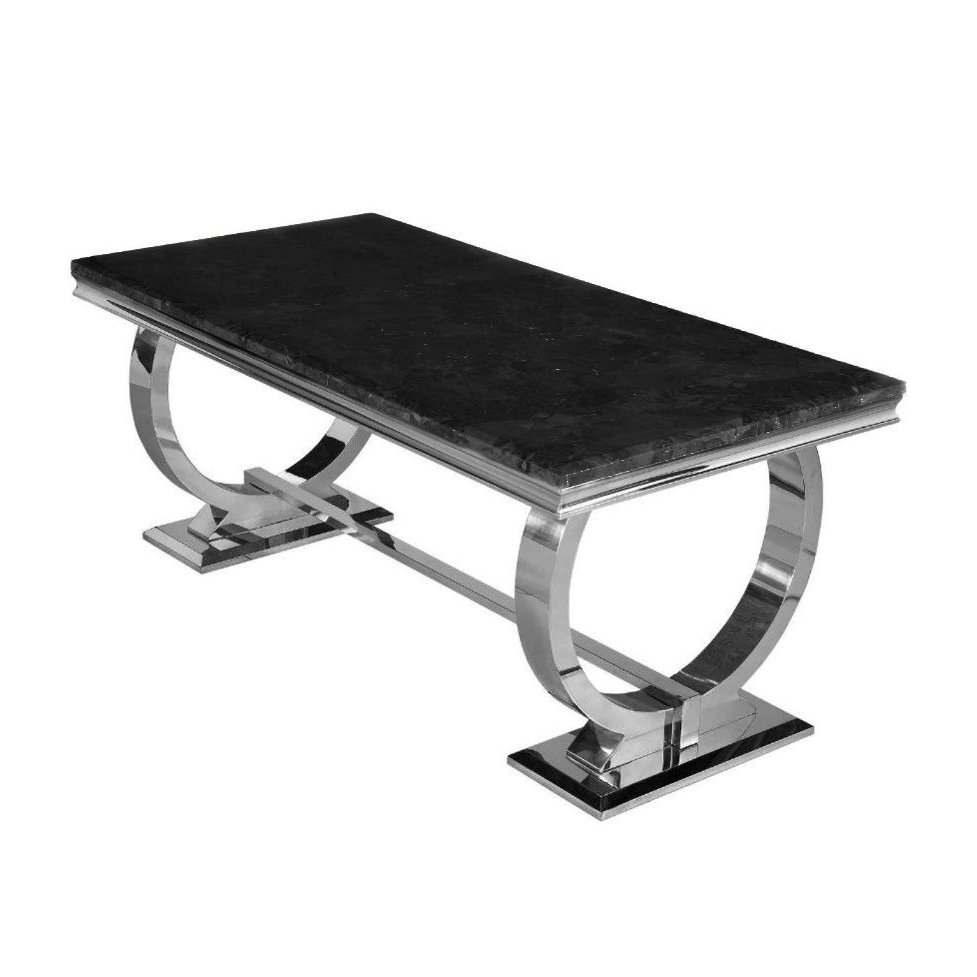 Arriana Dining Table - White, Grey, or Black Marble Effect or Glass - Furniture Network