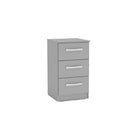 High-Gloss Lynx 3 Drawer Bedside in Grey, Black, White, Brown, Silver - Furniture Network