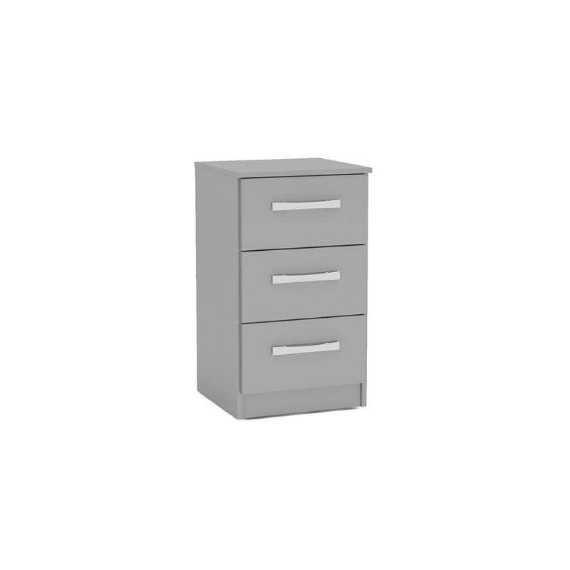 High-Gloss Lynx 3 Drawer Bedside in Grey, Black, White, Brown, Silver - Furniture Network