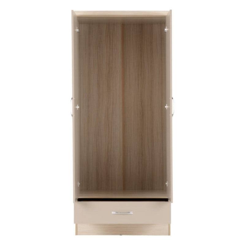 Nevada 2 Door 1 Drawer Mirrored Wardrobe - Furniture Network