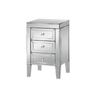 Valencia 3 Drawer Mirrored Glass Bedside - Furniture Network