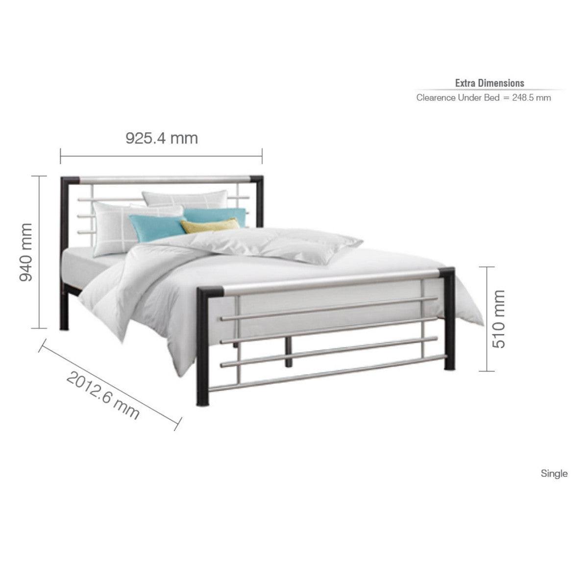 Faro Grey Metal Bed - Single, Queen, Double - Furniture Network