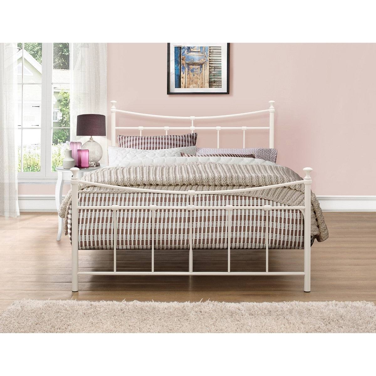 Emily Cream or Black Metal Bed - Single, Queen, Double - Furniture Network