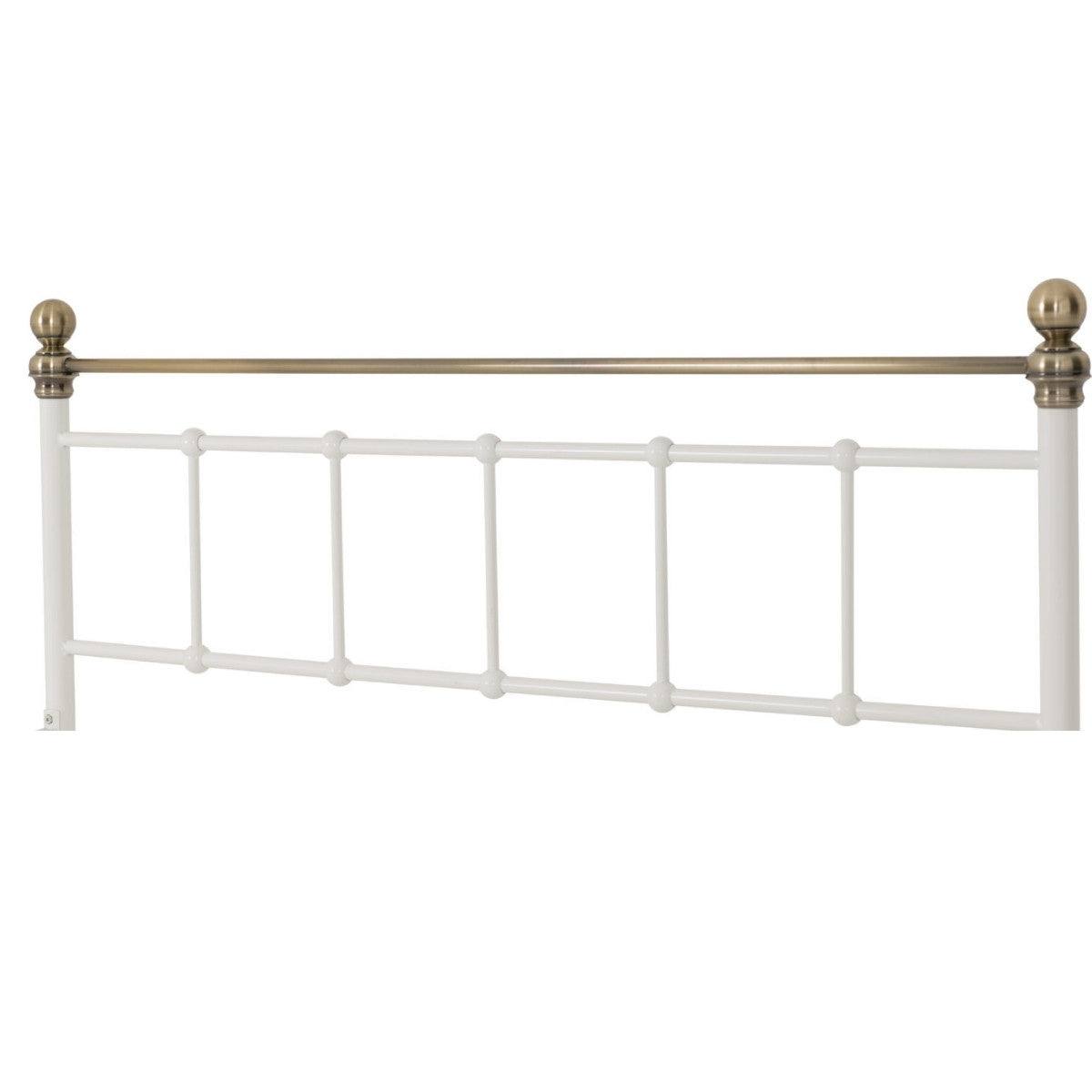 Marlborough White & Gold Double Metal Bed - Furniture Network