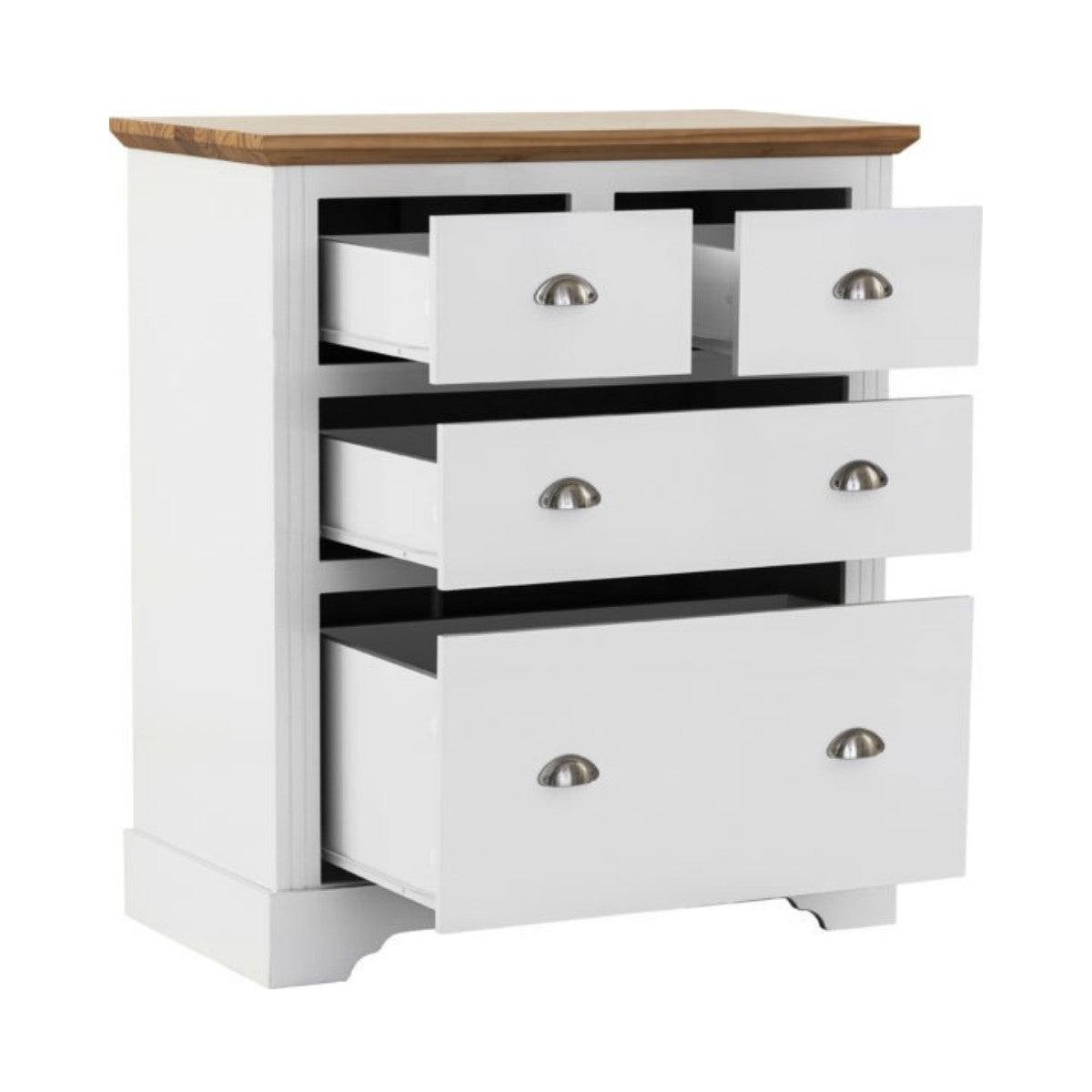 Toledo 2+2 Drawer Chest in White or Black with Oak Effect Top - Furniture Network