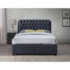 Valentino 2 Drawer Grey Fabric Bed - Double, King - Furniture Network