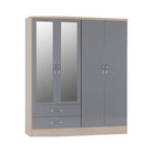 Nevada 4 Door 2 Drawer Mirrored Wardrobe - Furniture Network