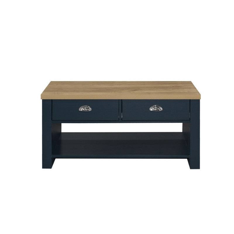 Highgate 2 Drawer Coffee Table - Navy, Cream, Grey - Furniture Network