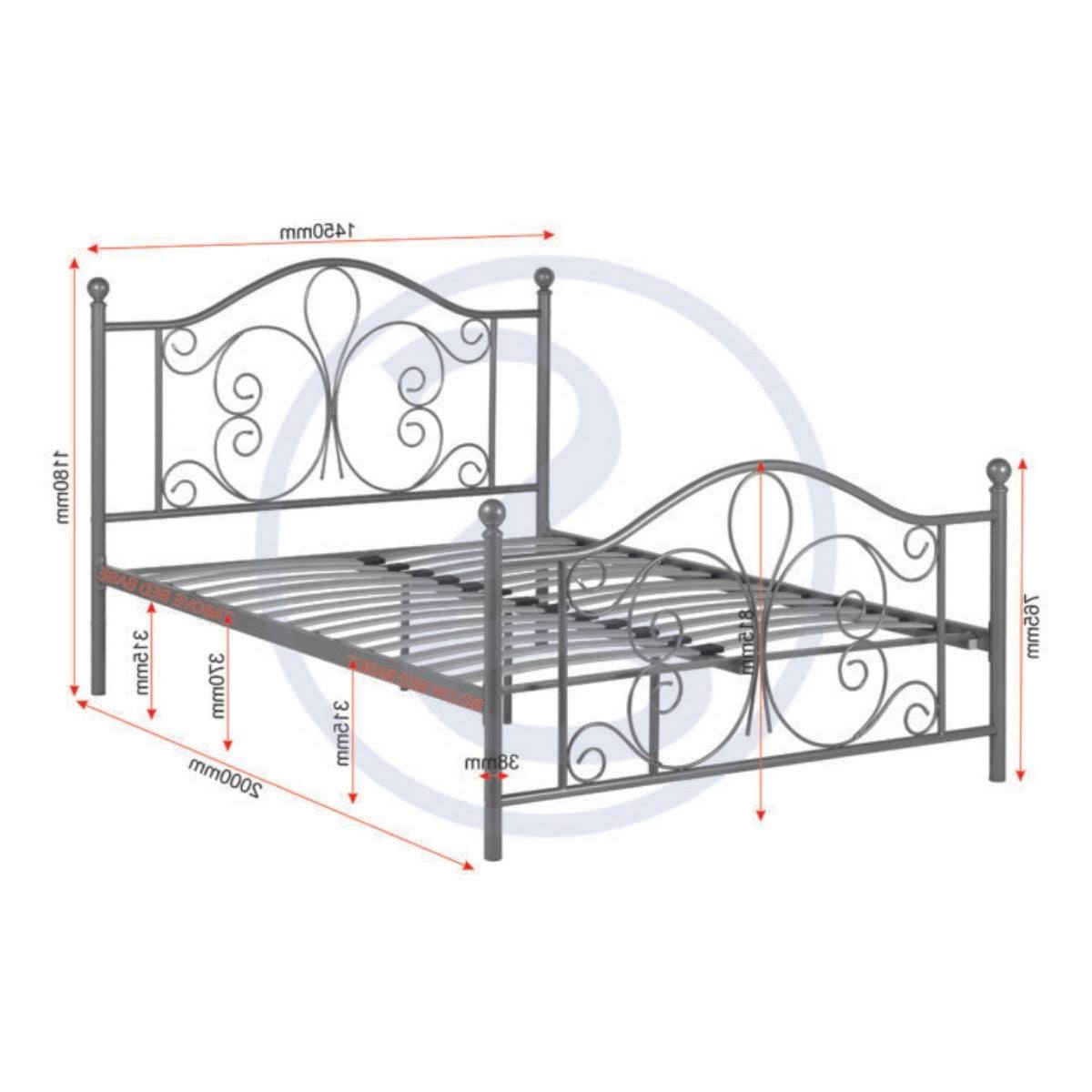 Annabel White Butterfly Metal Bed - Single, Double - Furniture Network