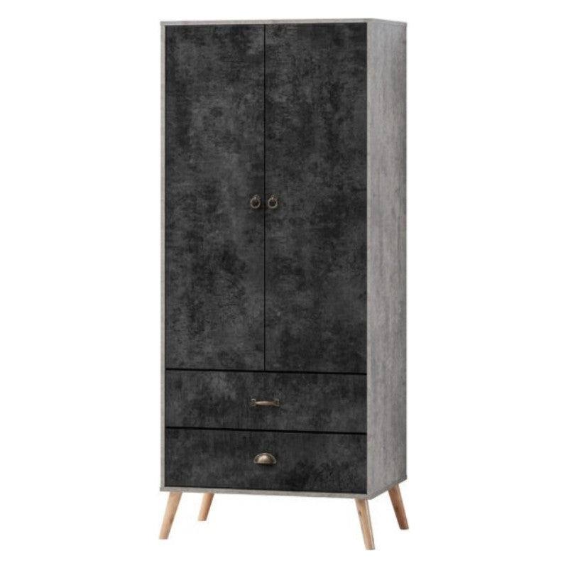 Nordic 2 Door 2 Drawer Wardrobe in Black - Furniture Network