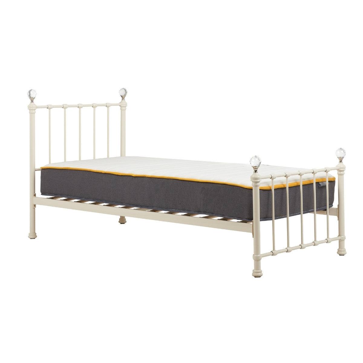 Jessica Cream White Single Metal Bed - Furniture Network