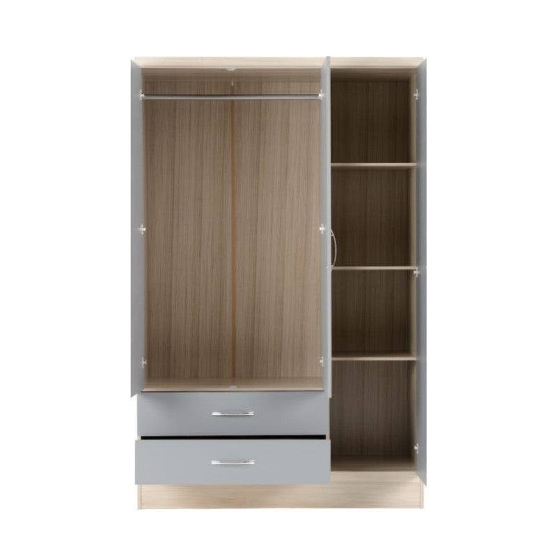 Nevada 3 Door 2 Drawer Mirrored Wardrobe - Furniture Network