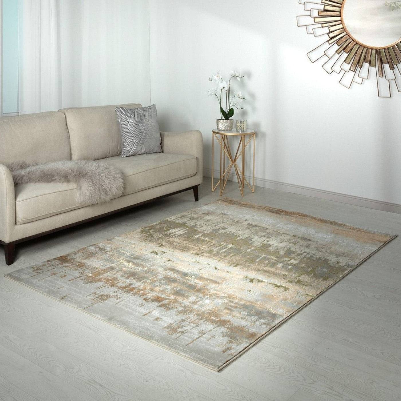 Aurora Dune Gold Metallic Rug - Abstract & Modern - Furniture Network