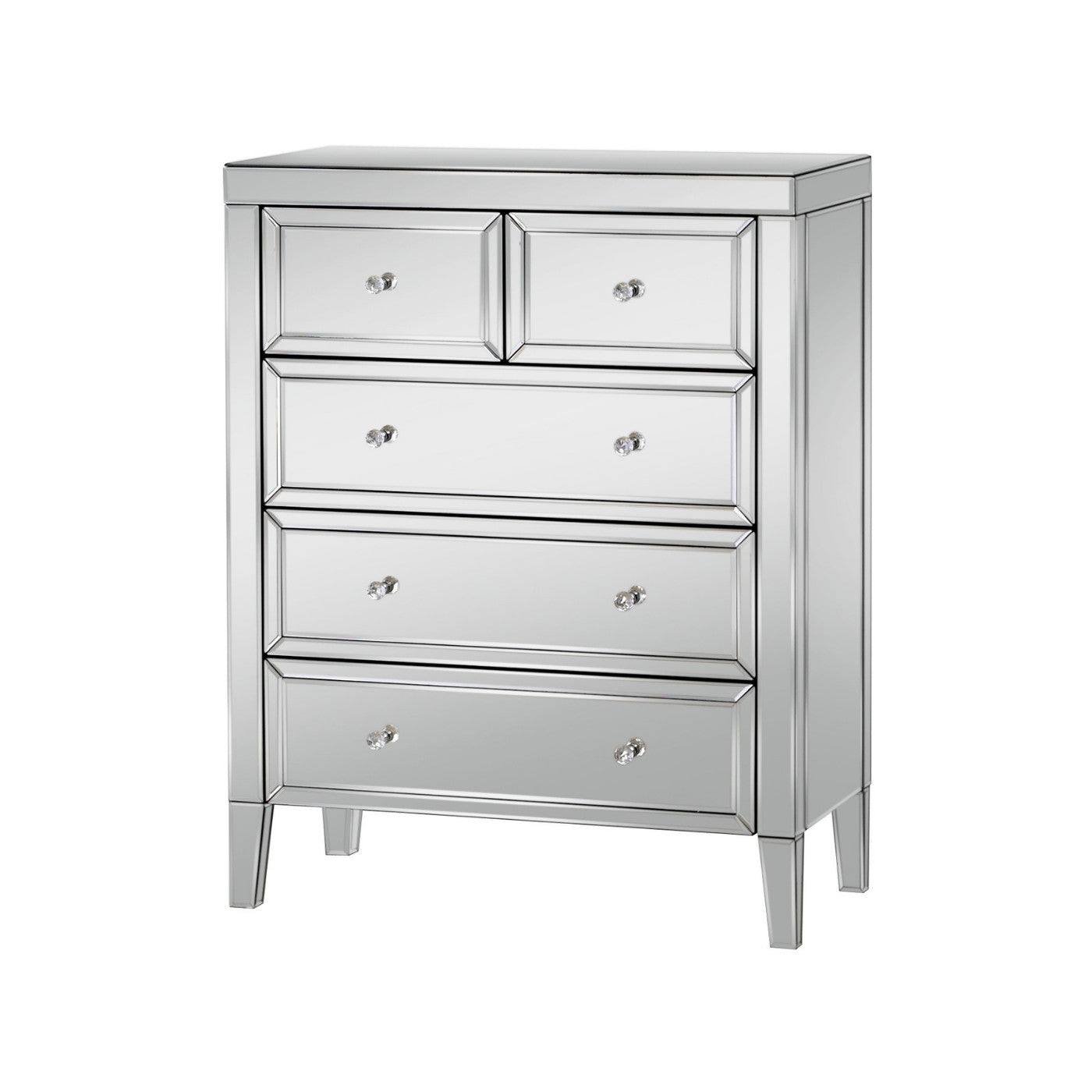 Valencia Mirrored Glass 3+2 Drawer Chest - Furniture Network