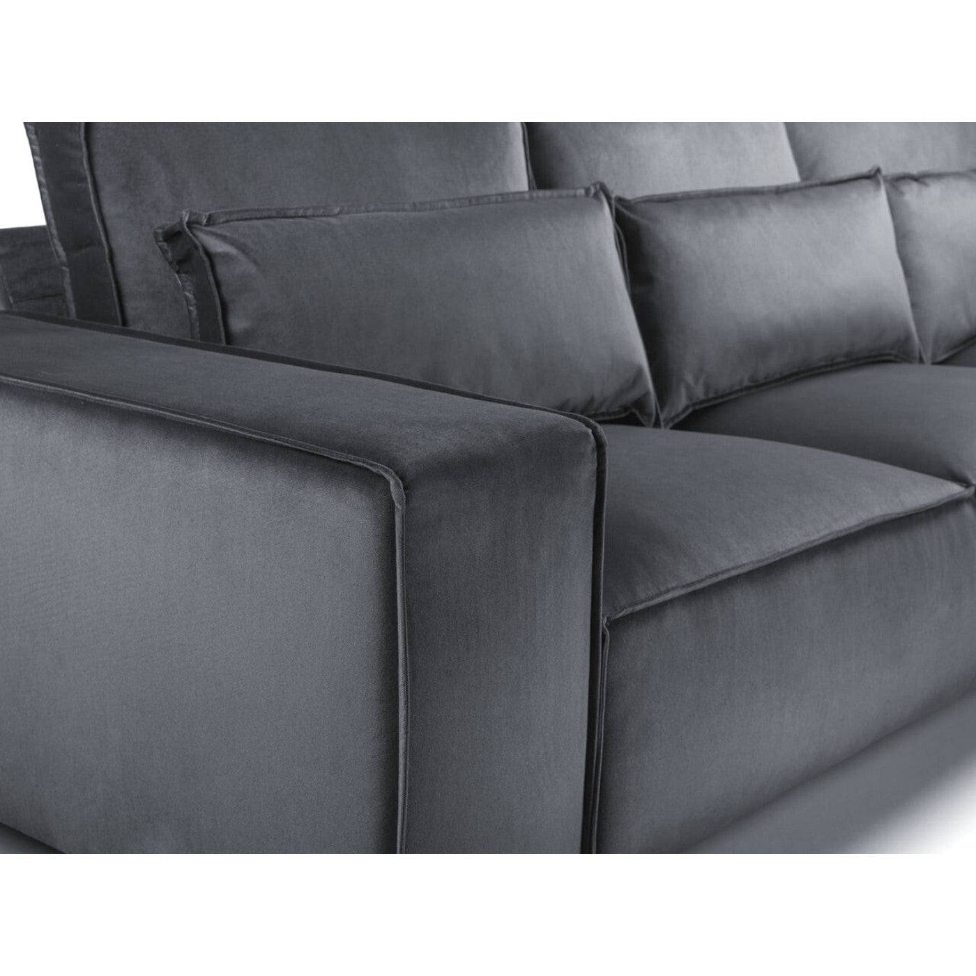 Sloane Modern 5 Seater Large Corner Sofa in Steel Grey Velvet - Furniture Network