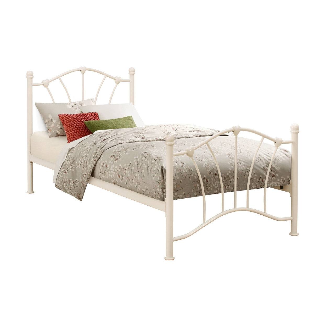 Sophia Pink or Cream Single Metal Bed - Furniture Network