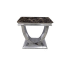 Arial Marble or Glass Lamp Table with Curved Stainless Steel Base - Furniture Network