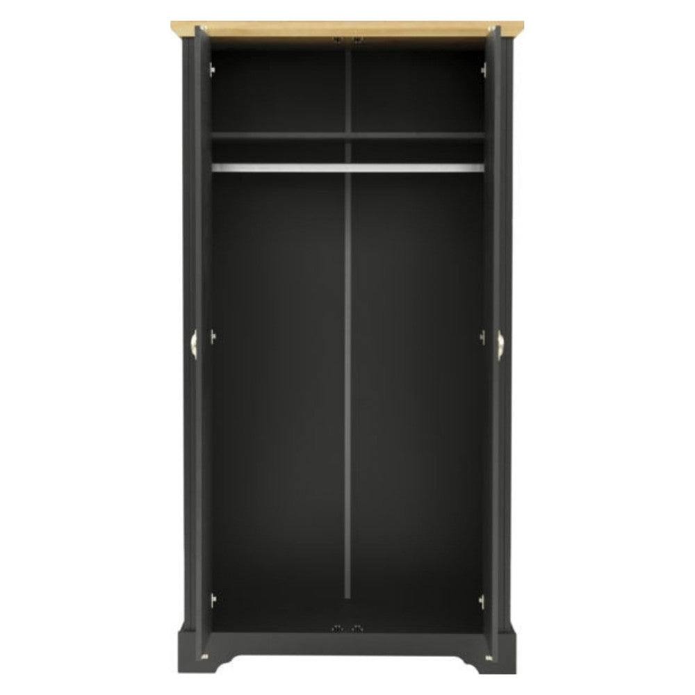 Toledo 2 Door Wardrobe in White or Black - Furniture Network