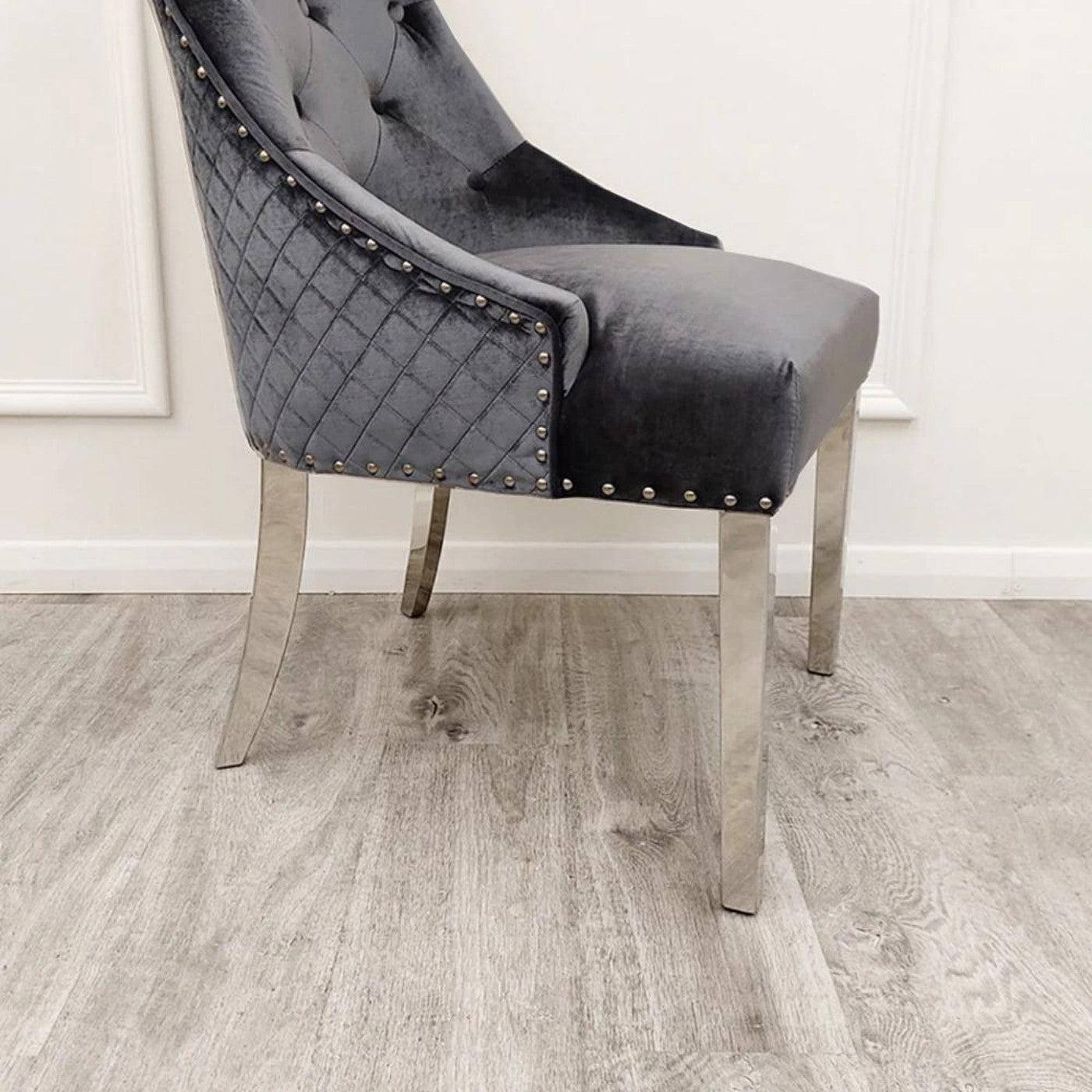 Bentley Dining Chair with Lion Knocker & Quilted Back - Furniture Network