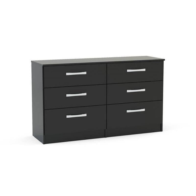 High-Gloss Lynx 6 Drawer Chest in Grey, Black, White, Brown, Silver - Furniture Network