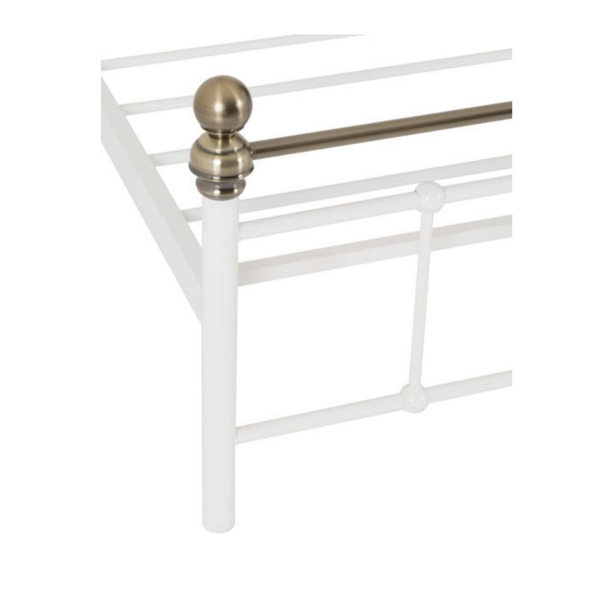 Marlborough White & Gold Double Metal Bed - Furniture Network