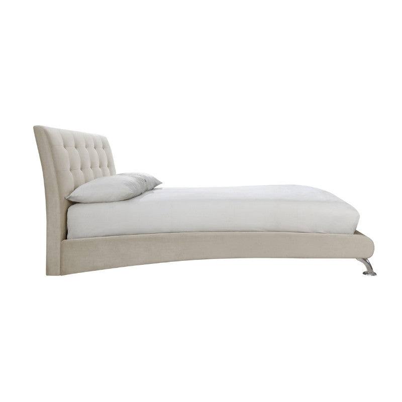 Hemlock Cream Velvet Fabric Bed - Queen, Double, King - Furniture Network