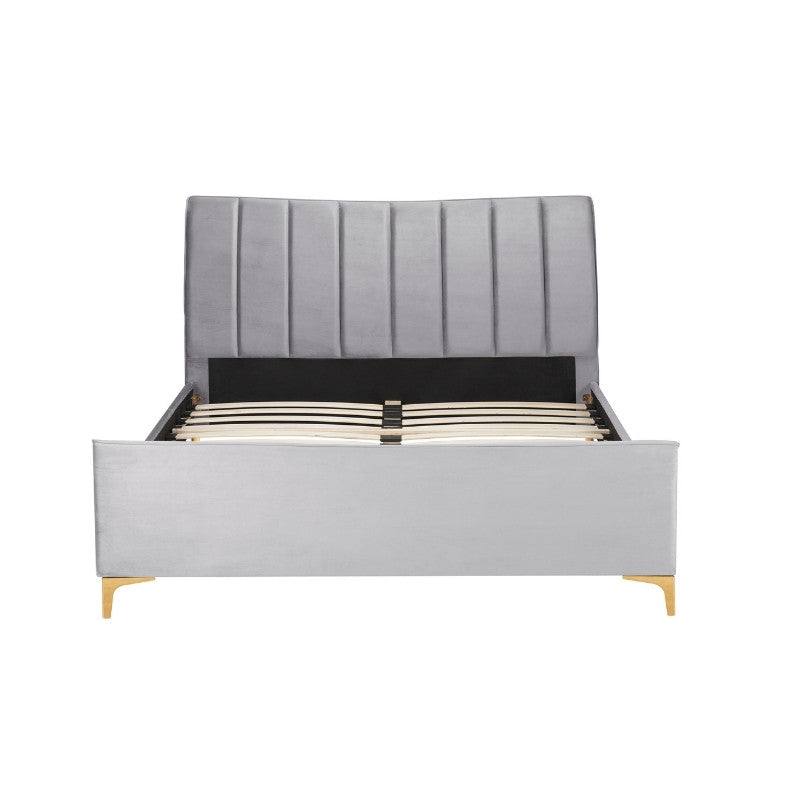 Clover Grey Velvet Fabric Bed - Queen, Double, King - Furniture Network