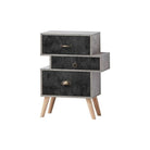 Nordic Style 3 Drawer Bedside Chest in Black - Furniture Network