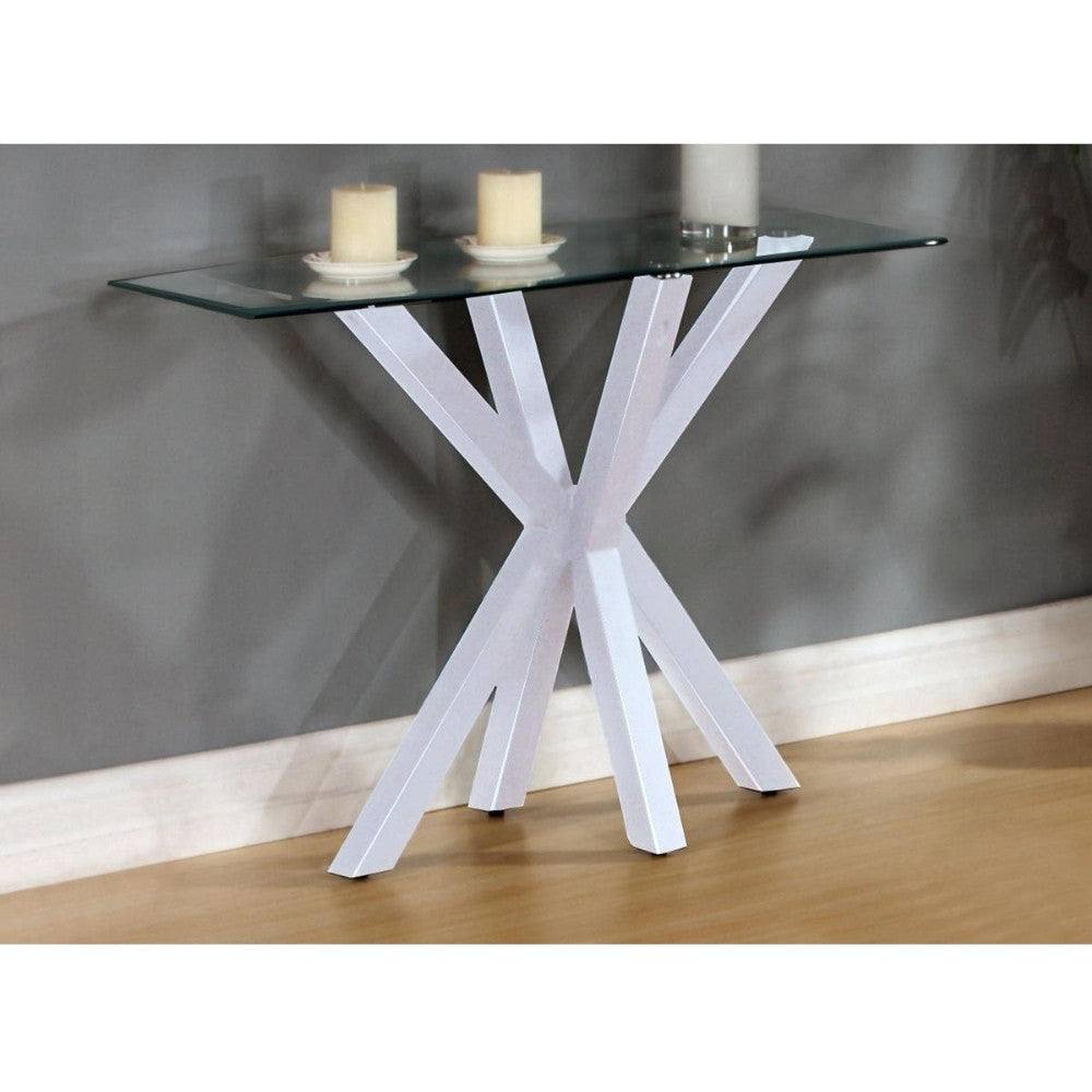 Langley Clear Glass Console Table Black or White - Furniture Network