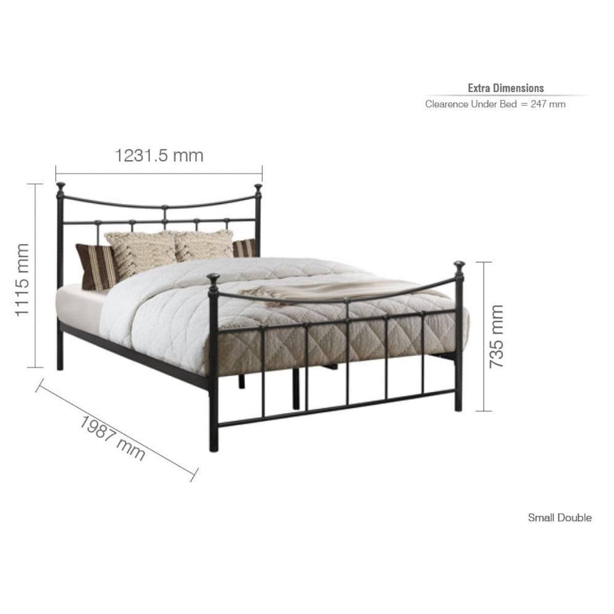 Emily Cream or Black Metal Bed - Single, Queen, Double - Furniture Network