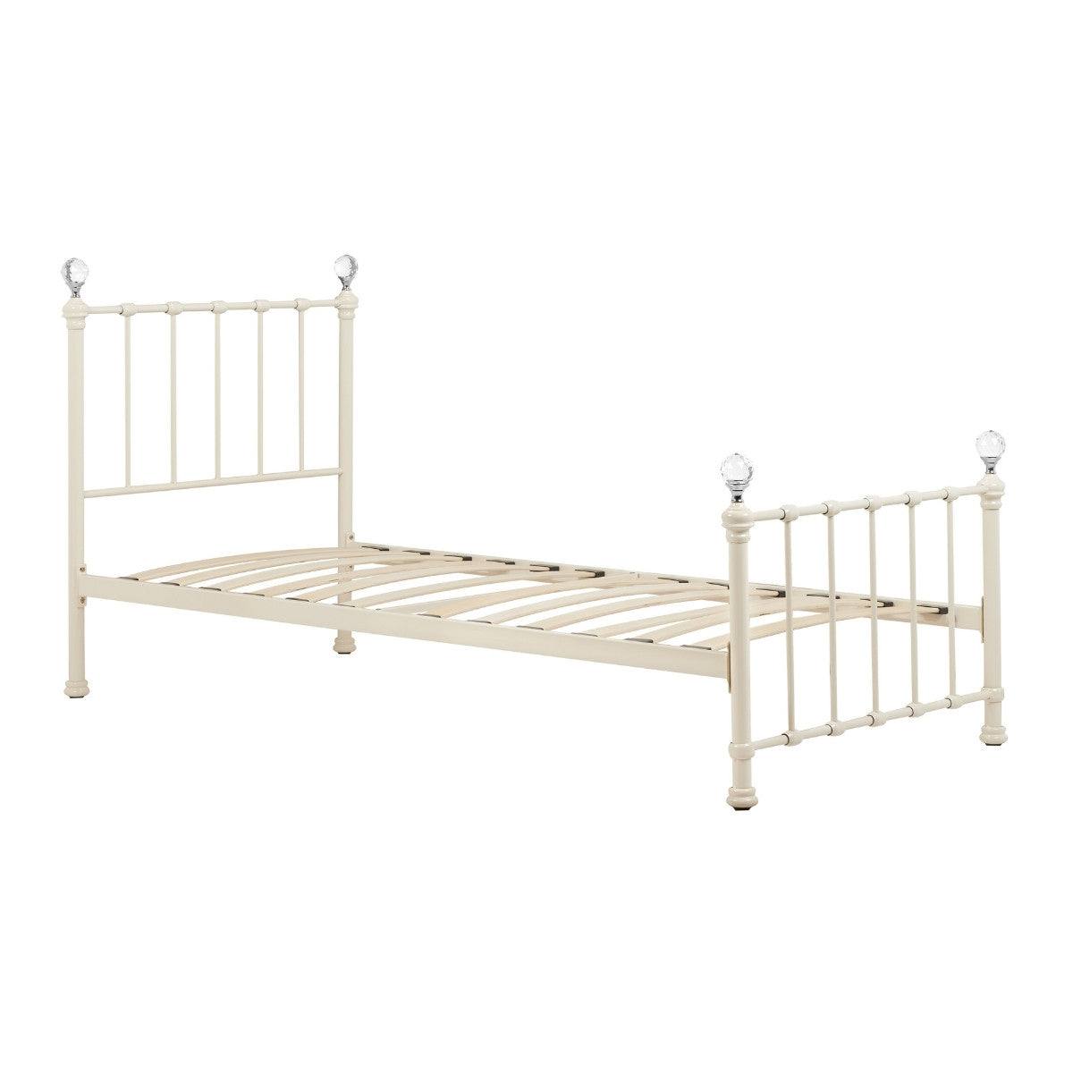 Jessica Cream White Single Metal Bed - Furniture Network