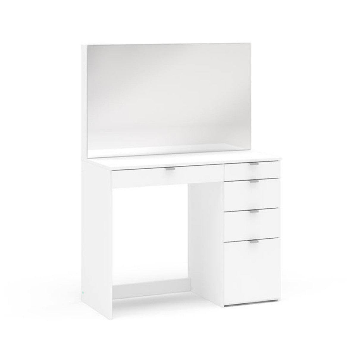 Ava 5 Drawer Dressing Table with Mirror - White or Black - Furniture Network