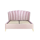 Lottie Pink Velvet Fabric Ottoman Storage Bed - Double, King - Furniture Network