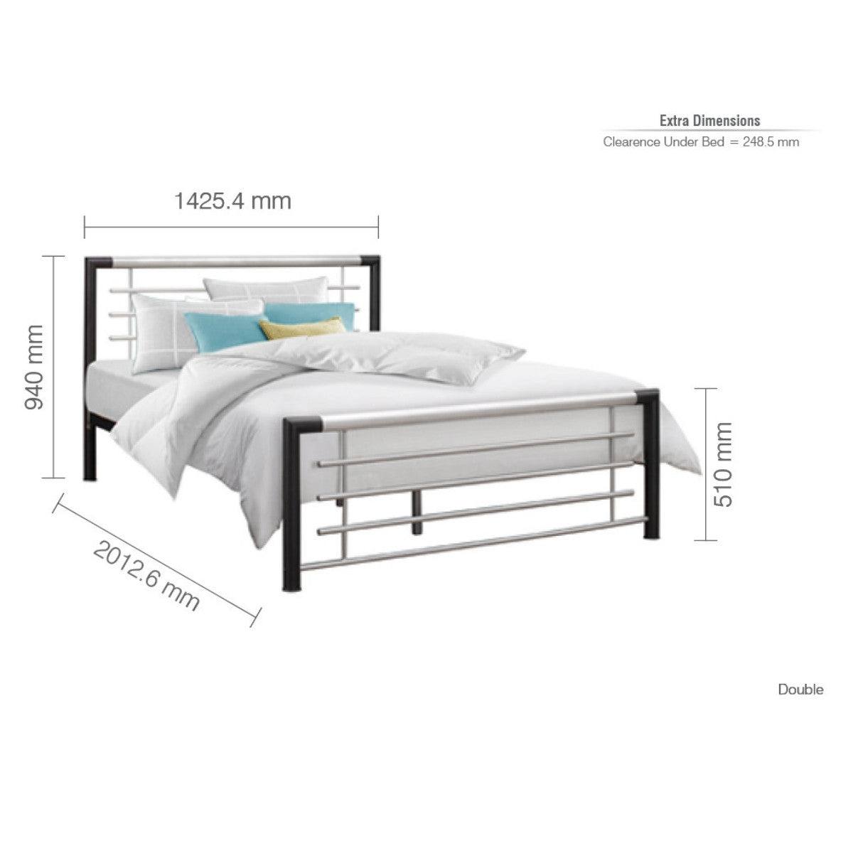 Faro Grey Metal Bed - Single, Queen, Double - Furniture Network