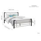 Faro Grey Metal Bed - Single, Queen, Double - Furniture Network