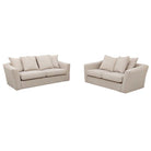 Blakely 3+2 Seater Sofa Set, Beige Fabric & Metal Studs - Furniture Network