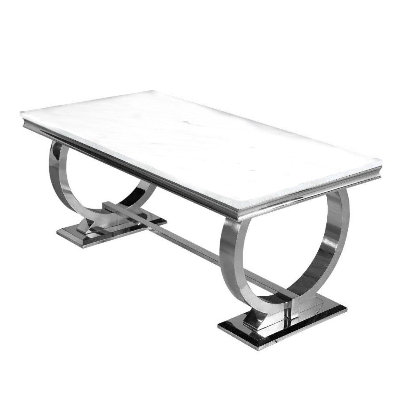 Arriana Dining Table - White, Grey, or Black Marble Effect or Glass - Furniture Network