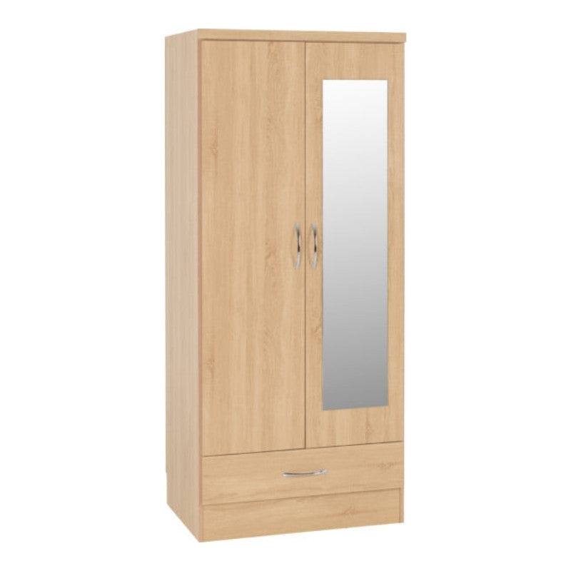 Nevada 2 Door 1 Drawer Mirrored Wardrobe - Furniture Network