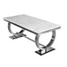 Arriana Dining Table - White, Grey, or Black Marble Effect or Glass - Furniture Network