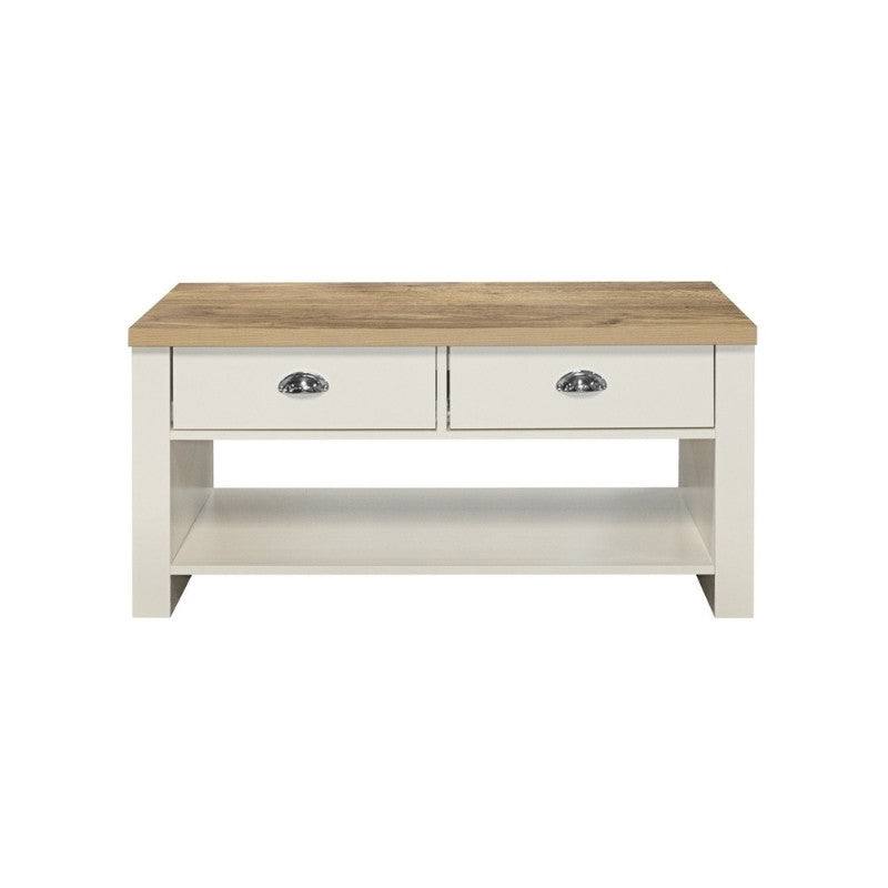 Highgate 2 Drawer Coffee Table - Navy, Cream, Grey - Furniture Network