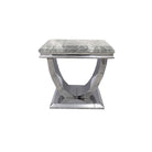 Arial Marble or Glass Lamp Table with Curved Stainless Steel Base - Furniture Network