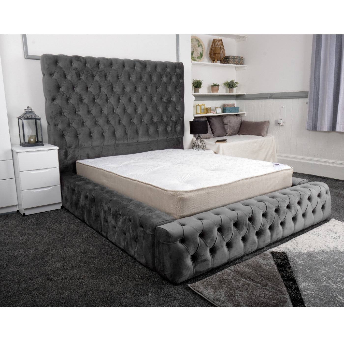 Ambassador Bed - Velvet Fabric Ottoman Bed Frame - Furniture Network