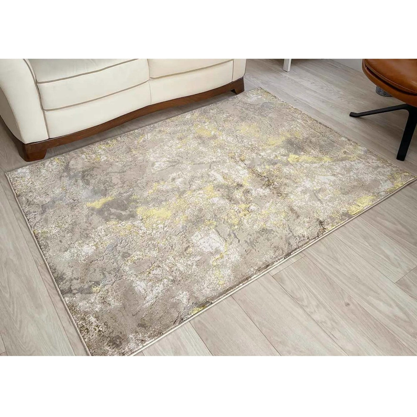 Aurora Galaxy Metallic Gold Rug - Abstract & Geometric - Furniture Network